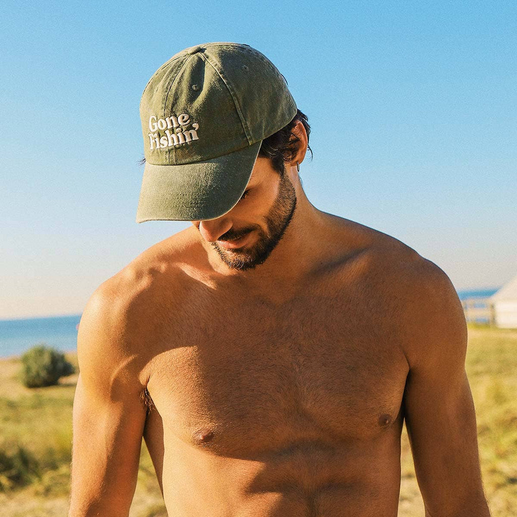 Gone Fishin' Cotton Cap in Khaki