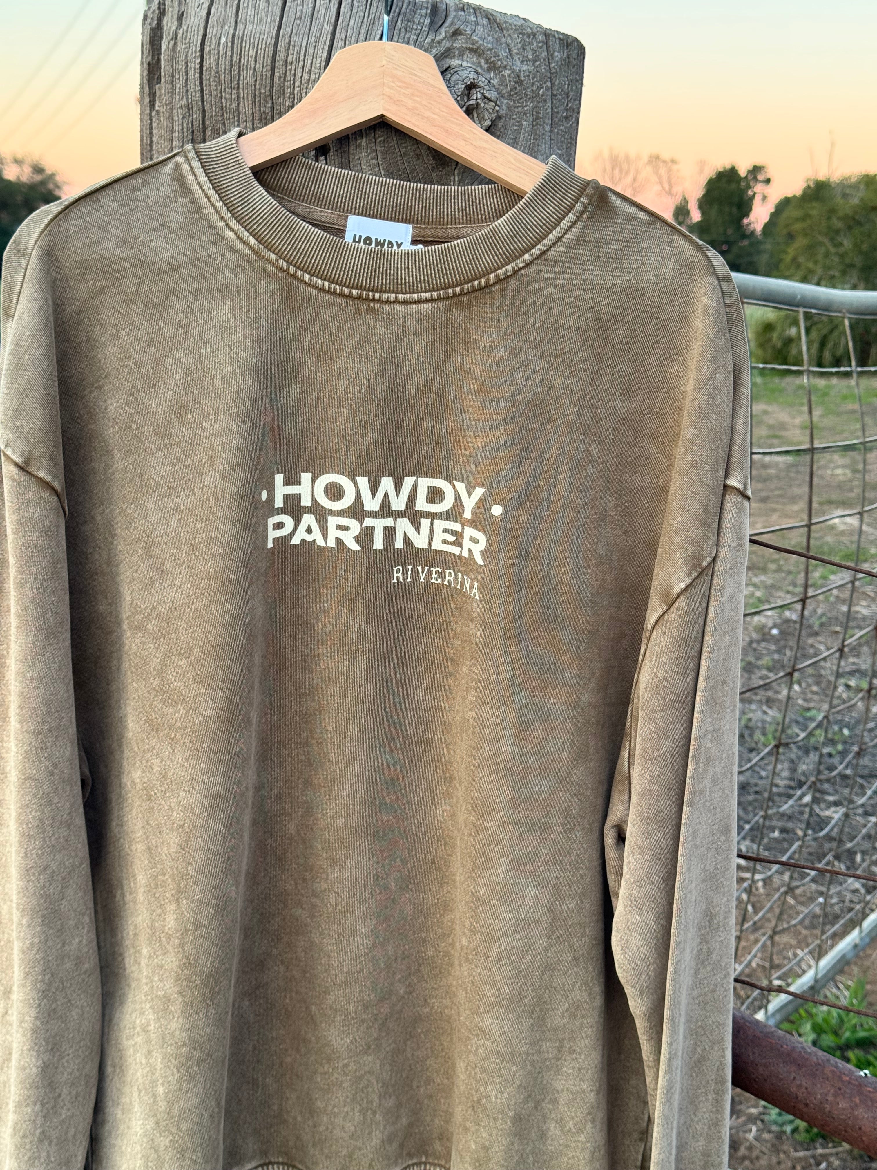 Riverina Cotton Crew Oversized Sweatshirt - Driftwood
