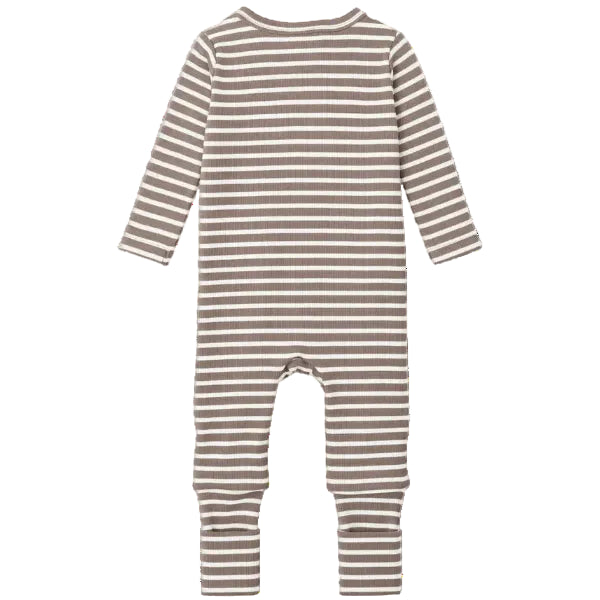 Latte Stripe Zip Romper