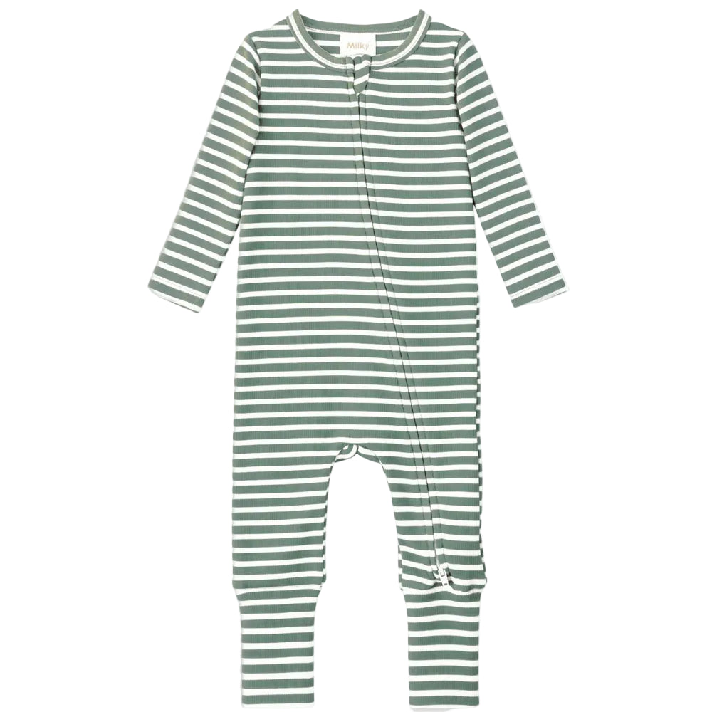 Fern Stripe Zip Romper