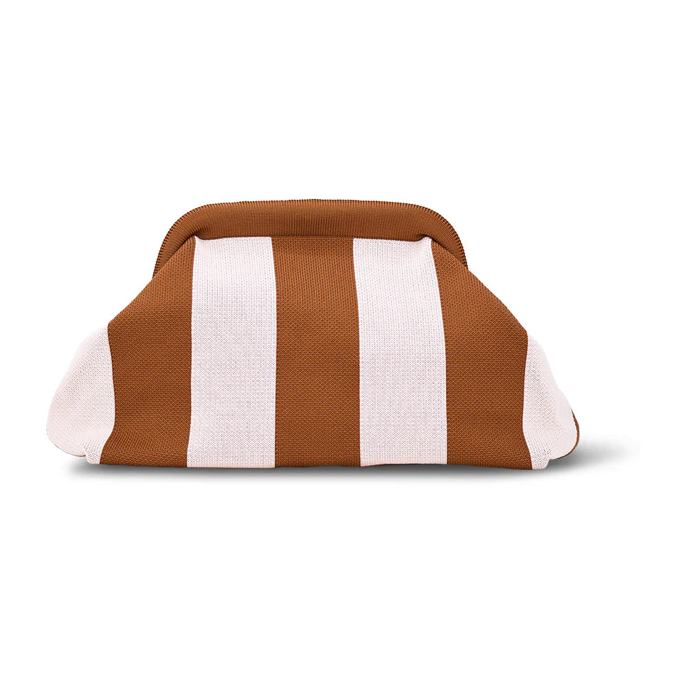 Knit Dumpling Clutch - Choc/Cream