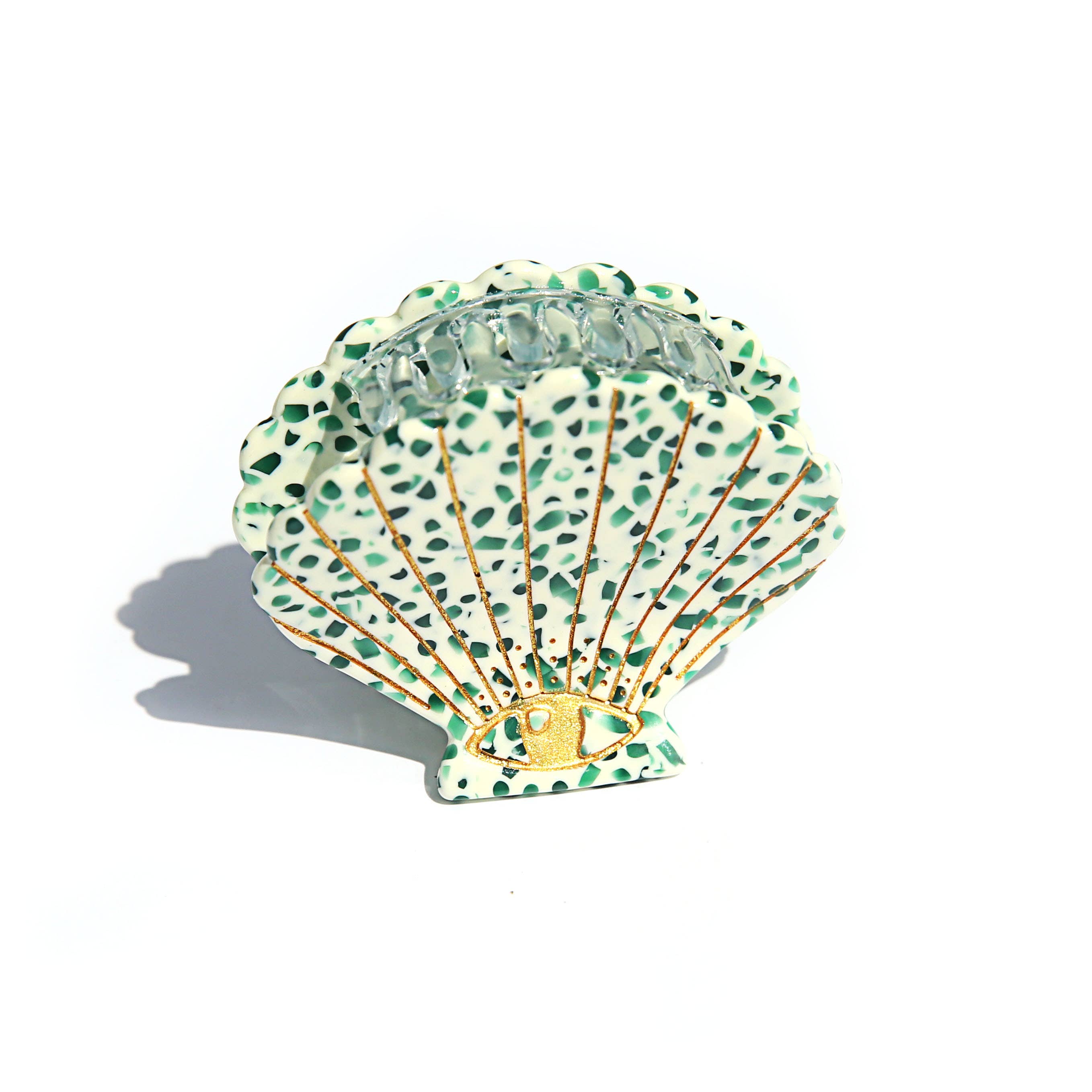 Green Terrazzo Shell Clip