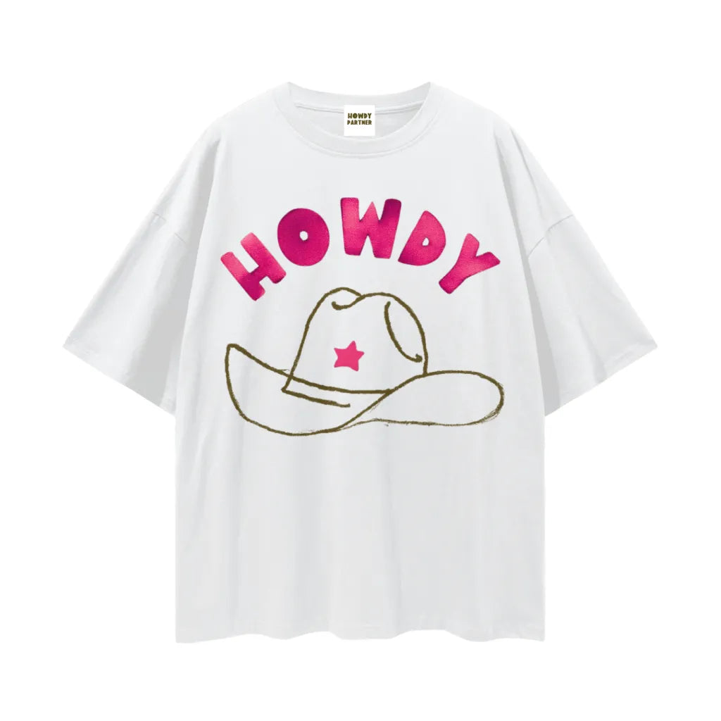 Howdy Partner Oversized Tee - White Logo Tee