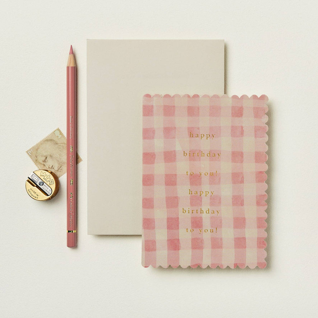 Pink Gingham 'Happy Birthday to You!' Greeting Card