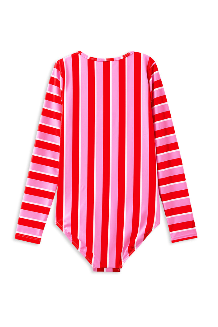 Girls Candy Stripe Long Sleeve Swimsuit