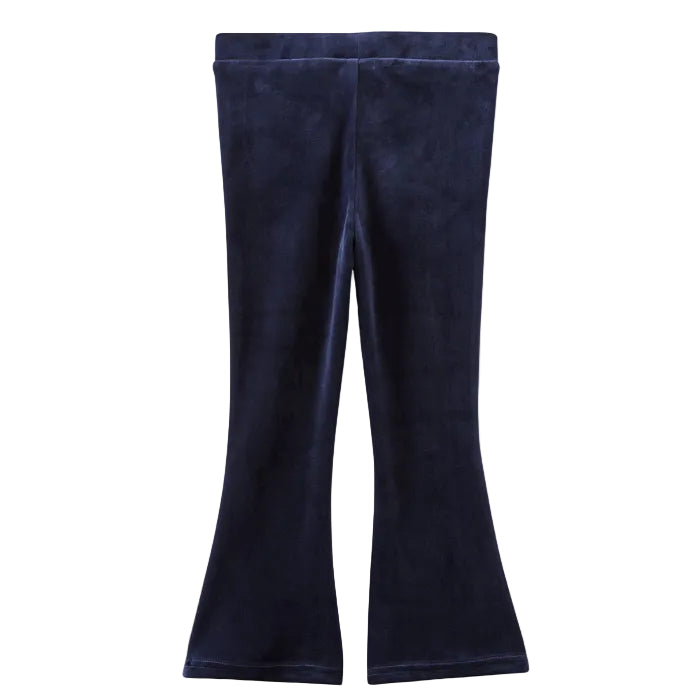 Girls Navy Velour Flares