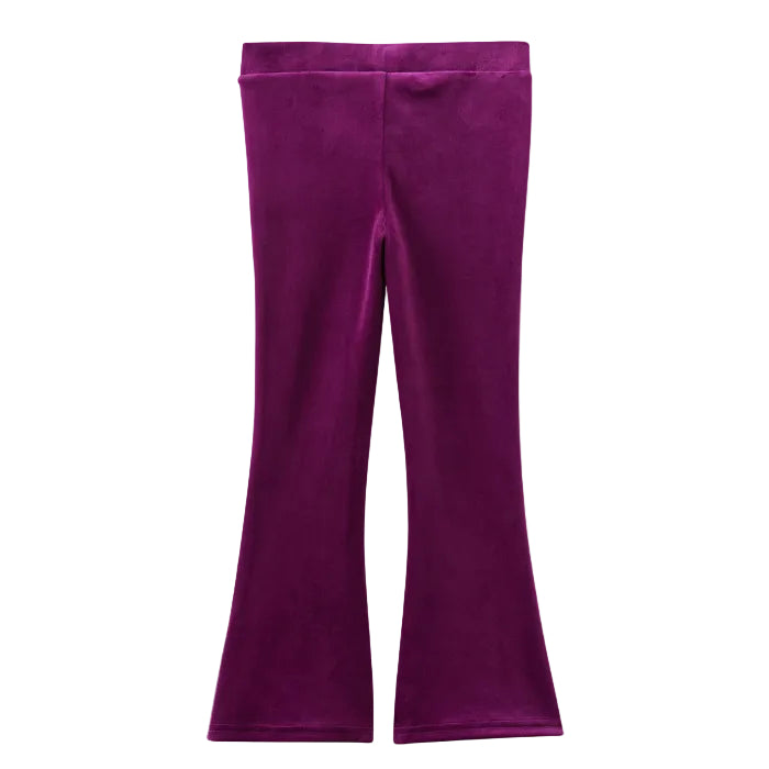 Girls Berry Velour Flares