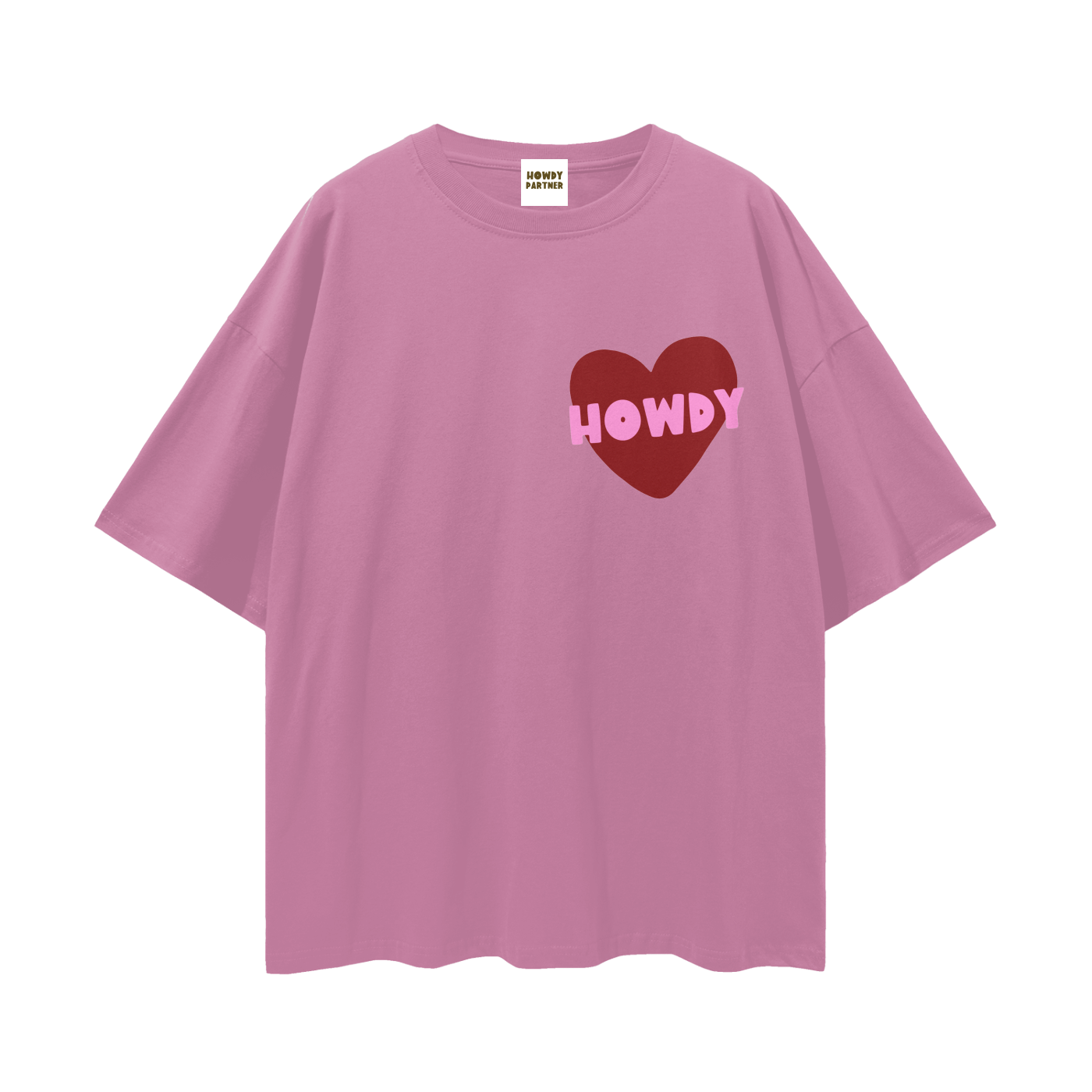 Howdy Partner Oversized Tee - Dusty Rose Howdy Heart