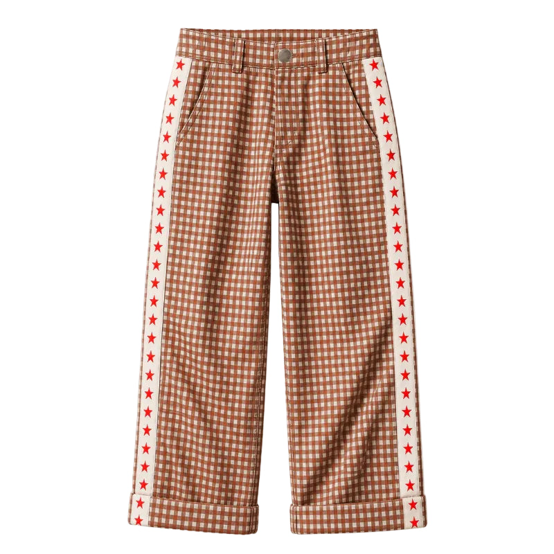 Western Check Pant - Milky