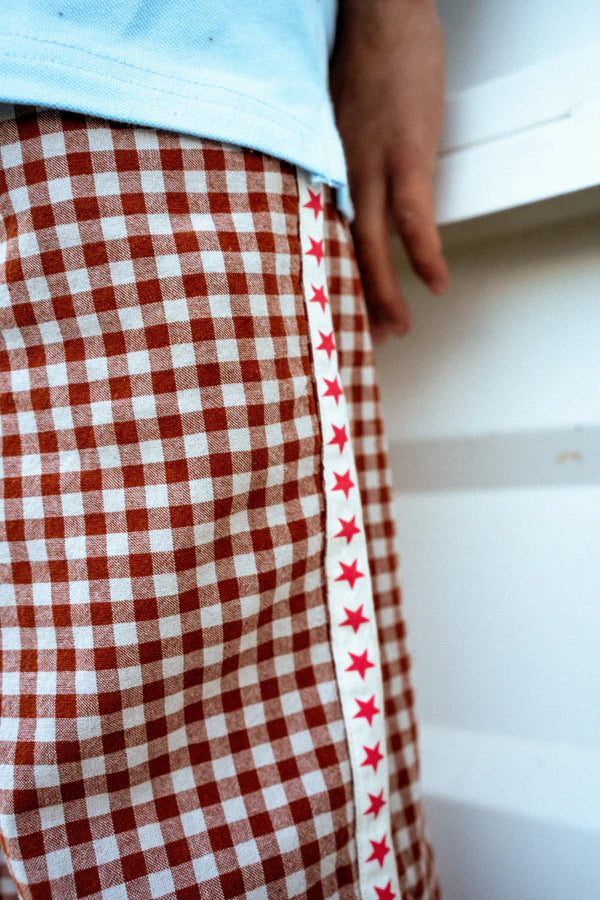Western Check Pant - Milky