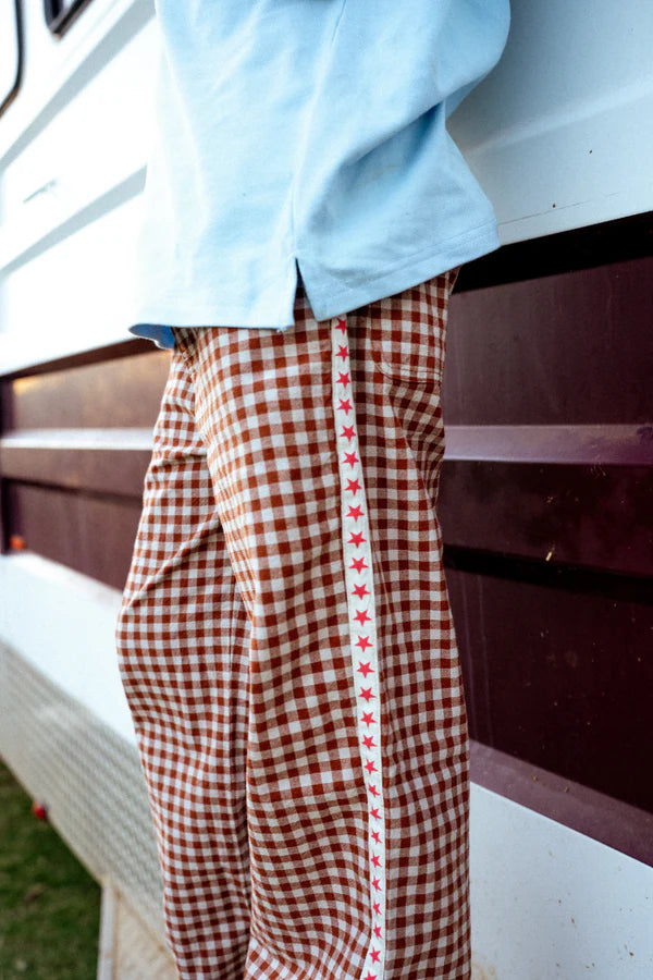 Western Check Pant - Milky