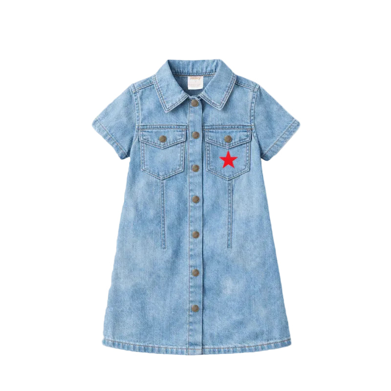 Western Denim Dress - Milky