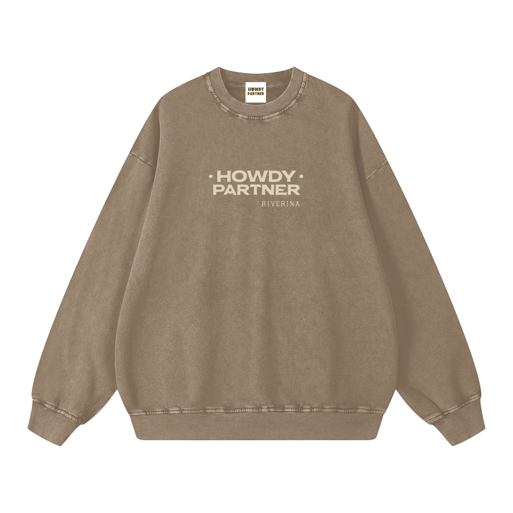 Riverina Cotton Crew Oversized Sweatshirt - Driftwood