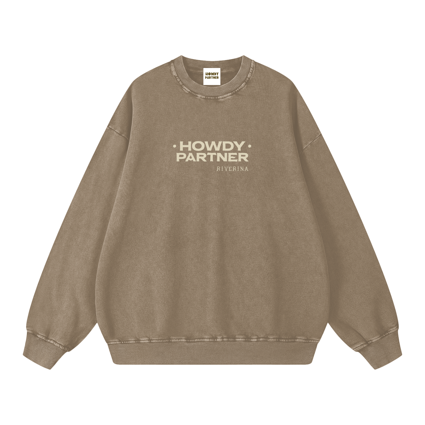Riverina Cotton Crew Oversized Sweatshirt - Driftwood