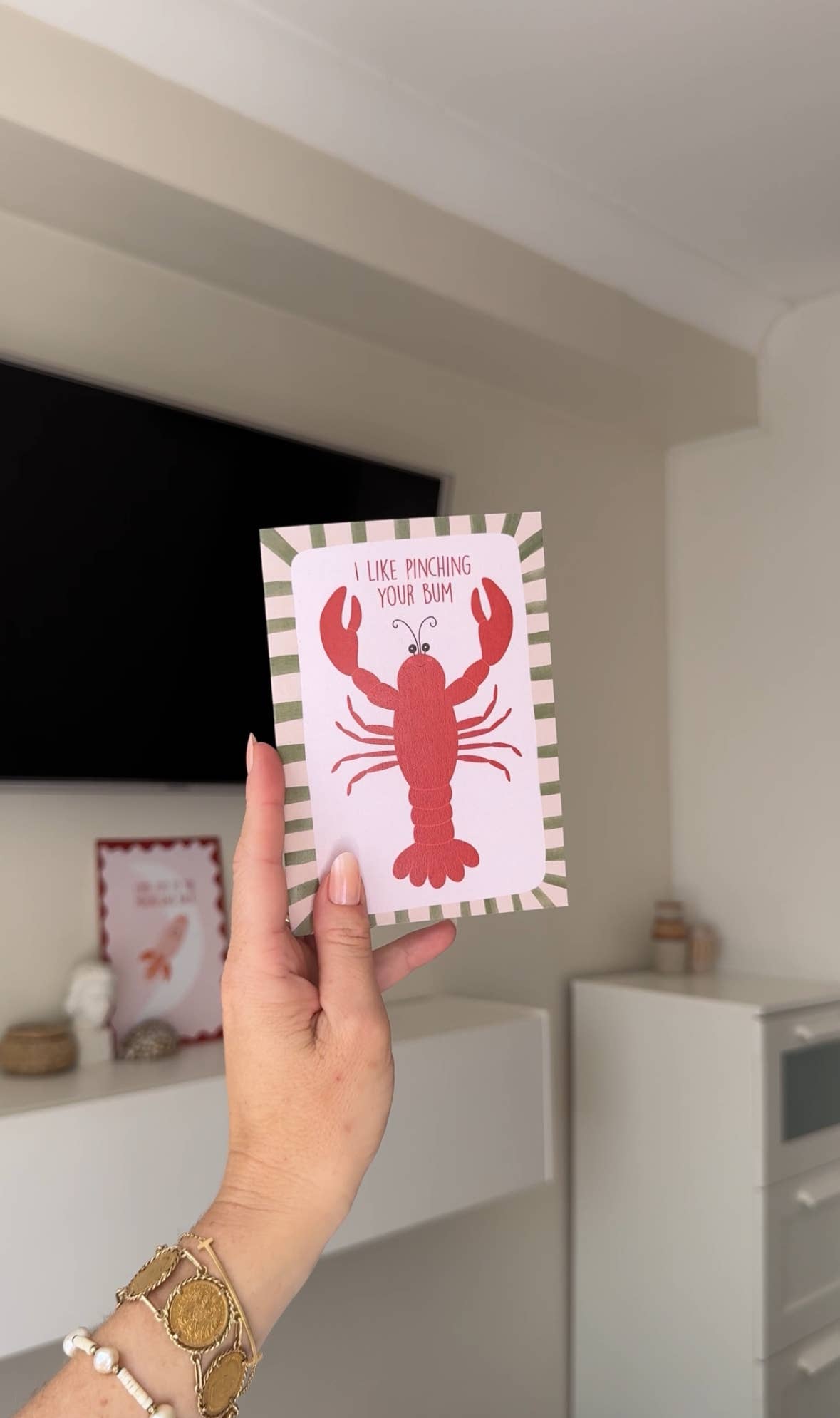 Cheeky Love Greeting Card | Pinch Your Bum | Lobster | Anniversary