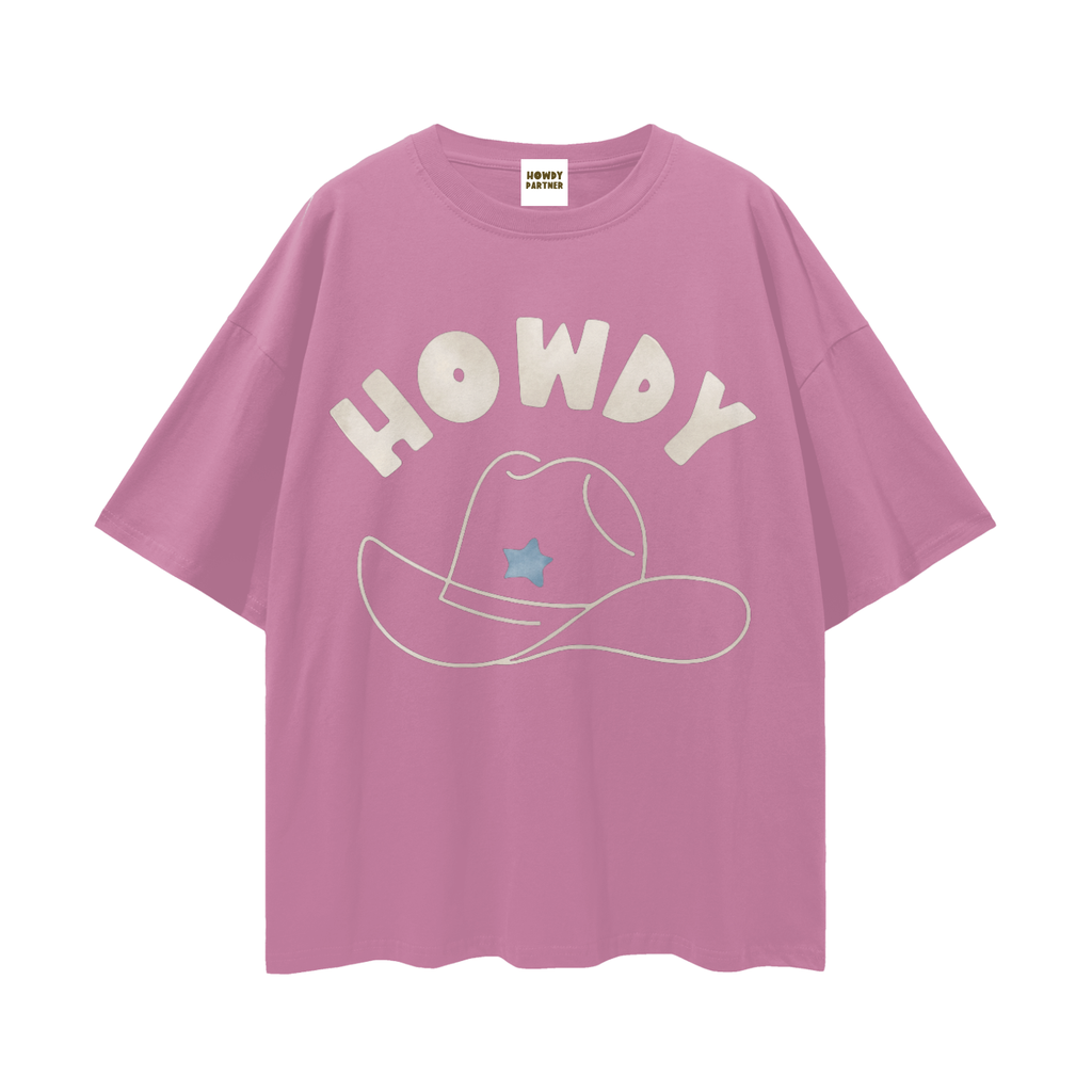 Howdy Partner Oversized Tee - Dusty Rose Big Logo