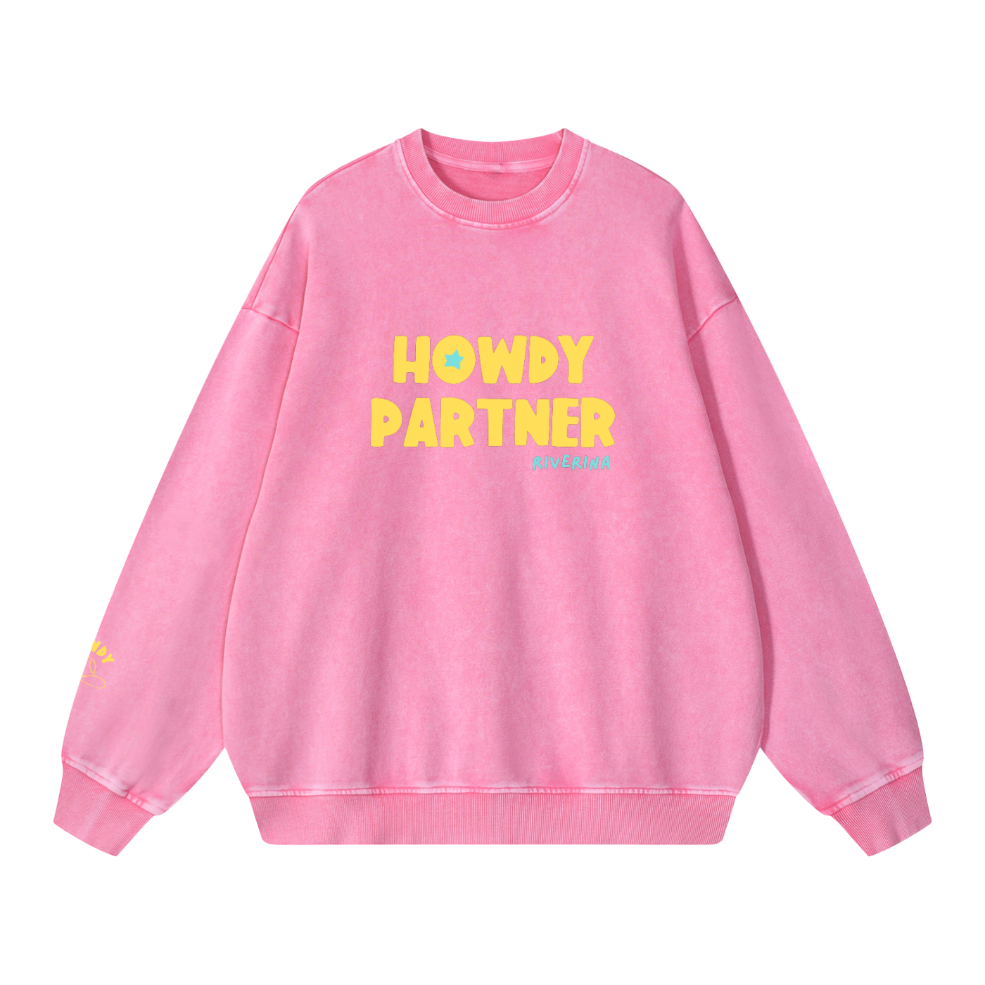 Riverina Dopamine Oversized Crew - Pink/Yellow