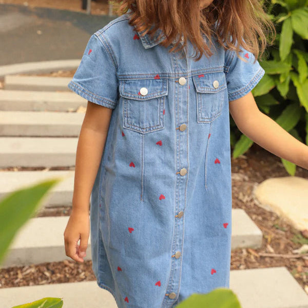 Sweetheart Denim Dress - Milky