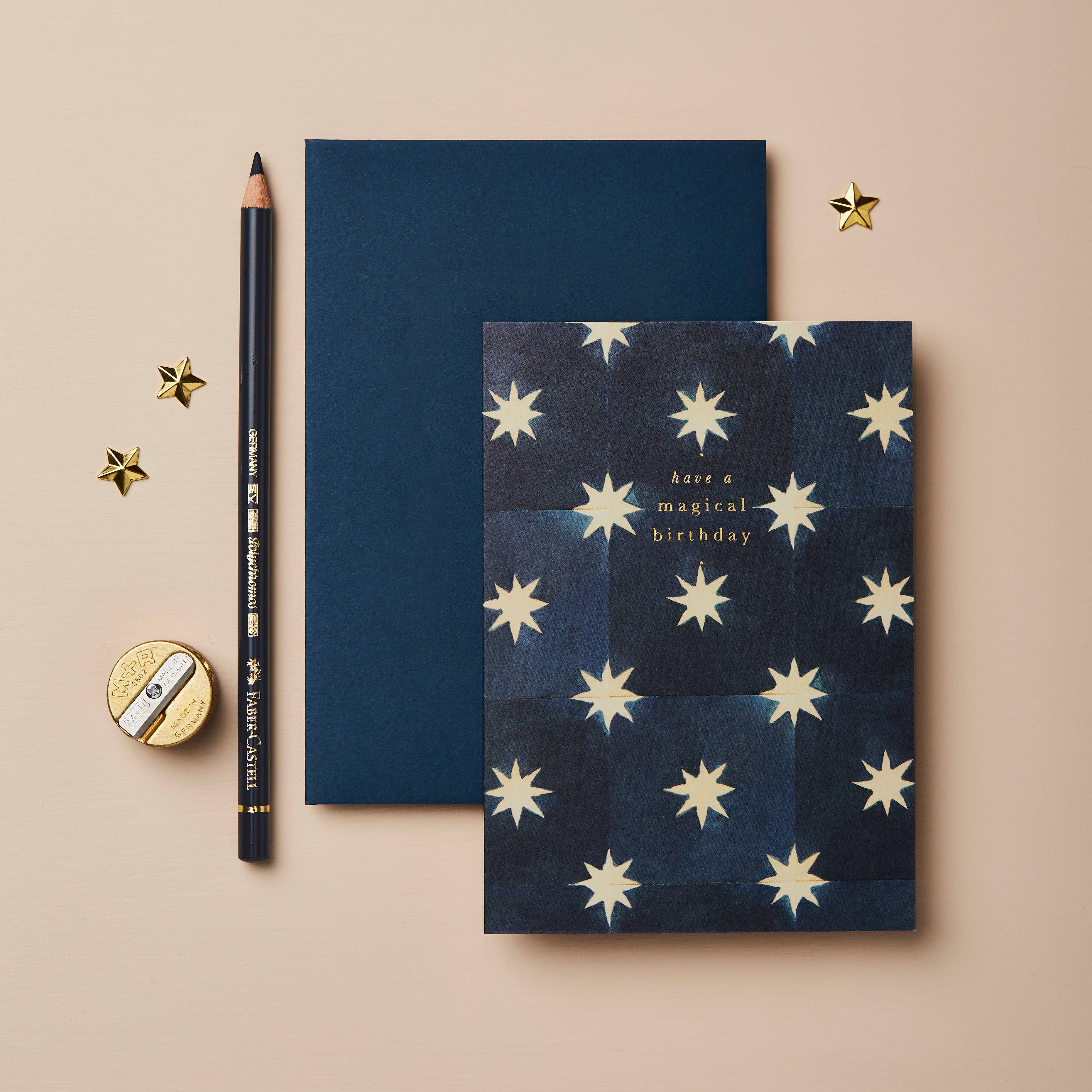 Navy Stars 'Magical Birthday' Greeting Card