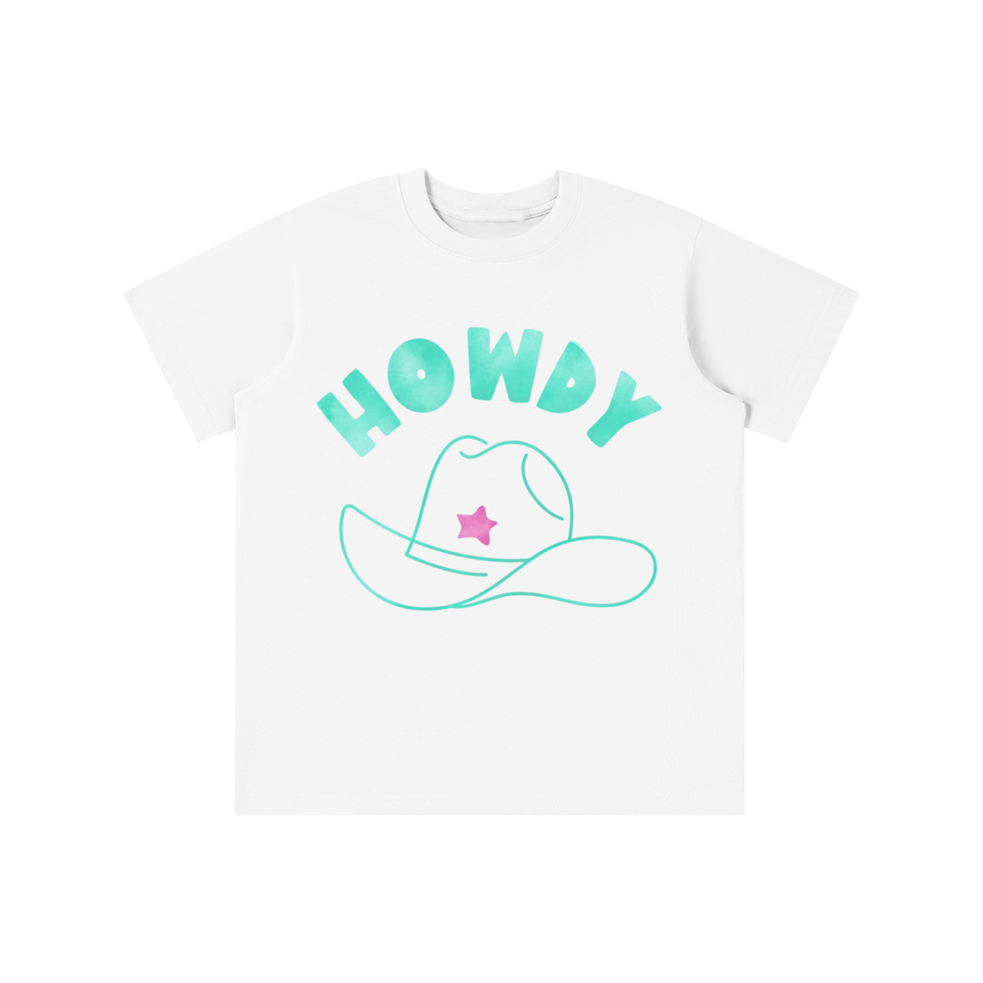 Kids Howdy Partner Logo Tee - White/Aqua