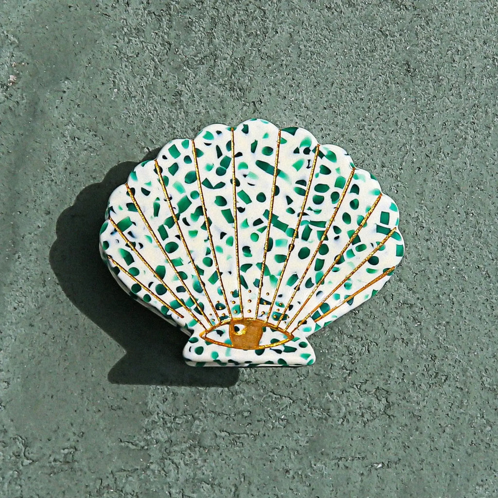 Green Terrazzo Shell Clip