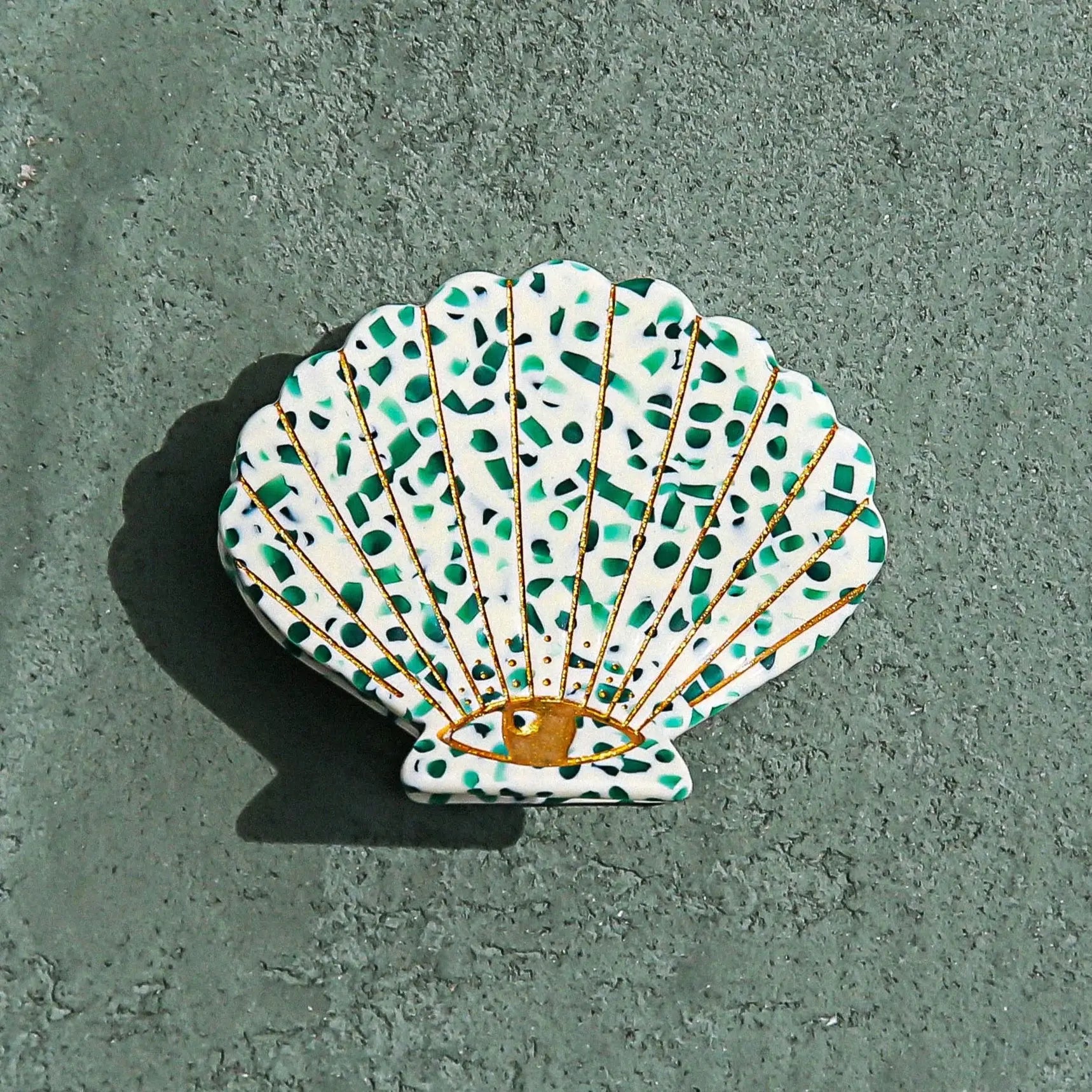 Green Terrazzo Shell Clip