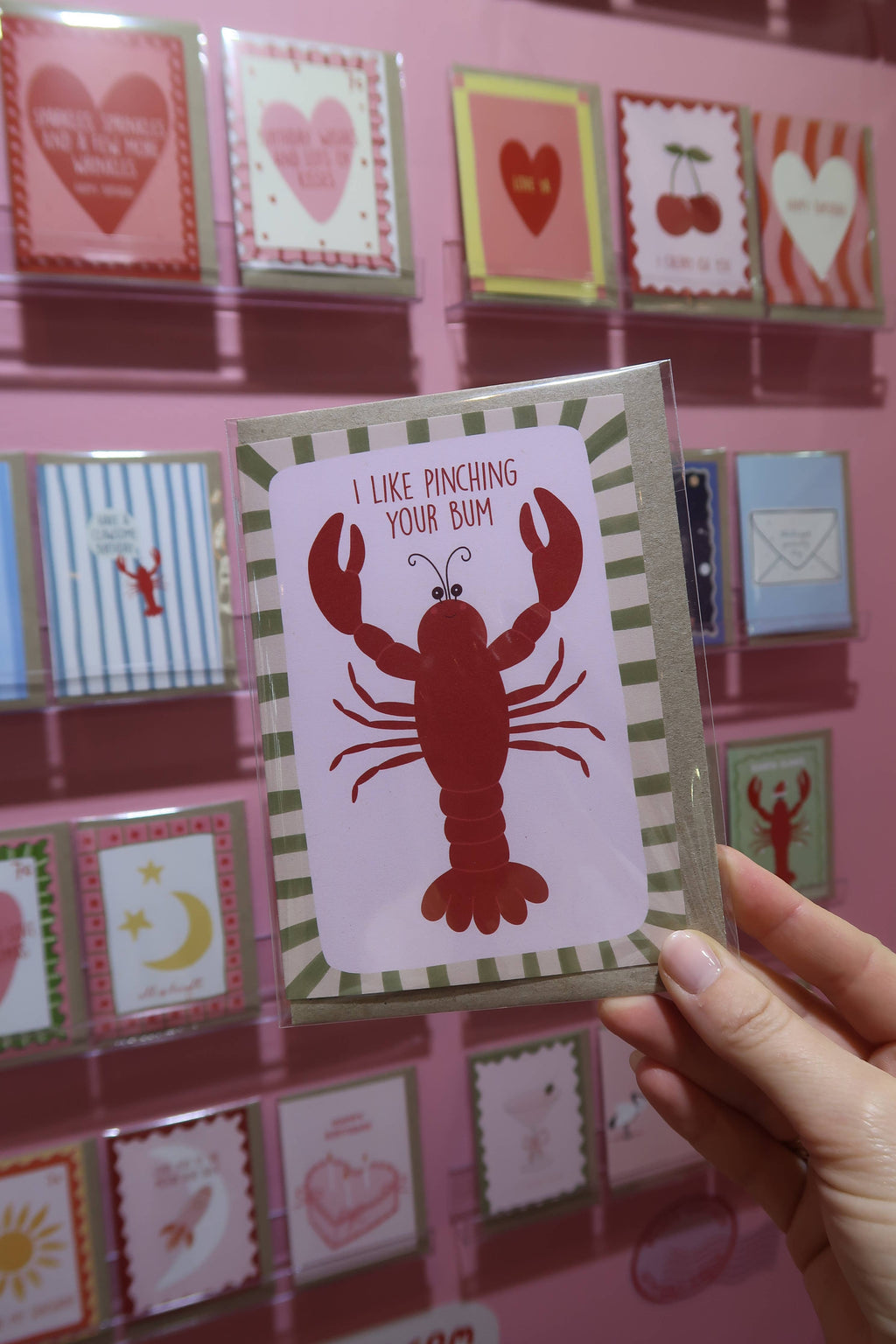 Cheeky Love Greeting Card | Pinch Your Bum | Lobster | Anniversary
