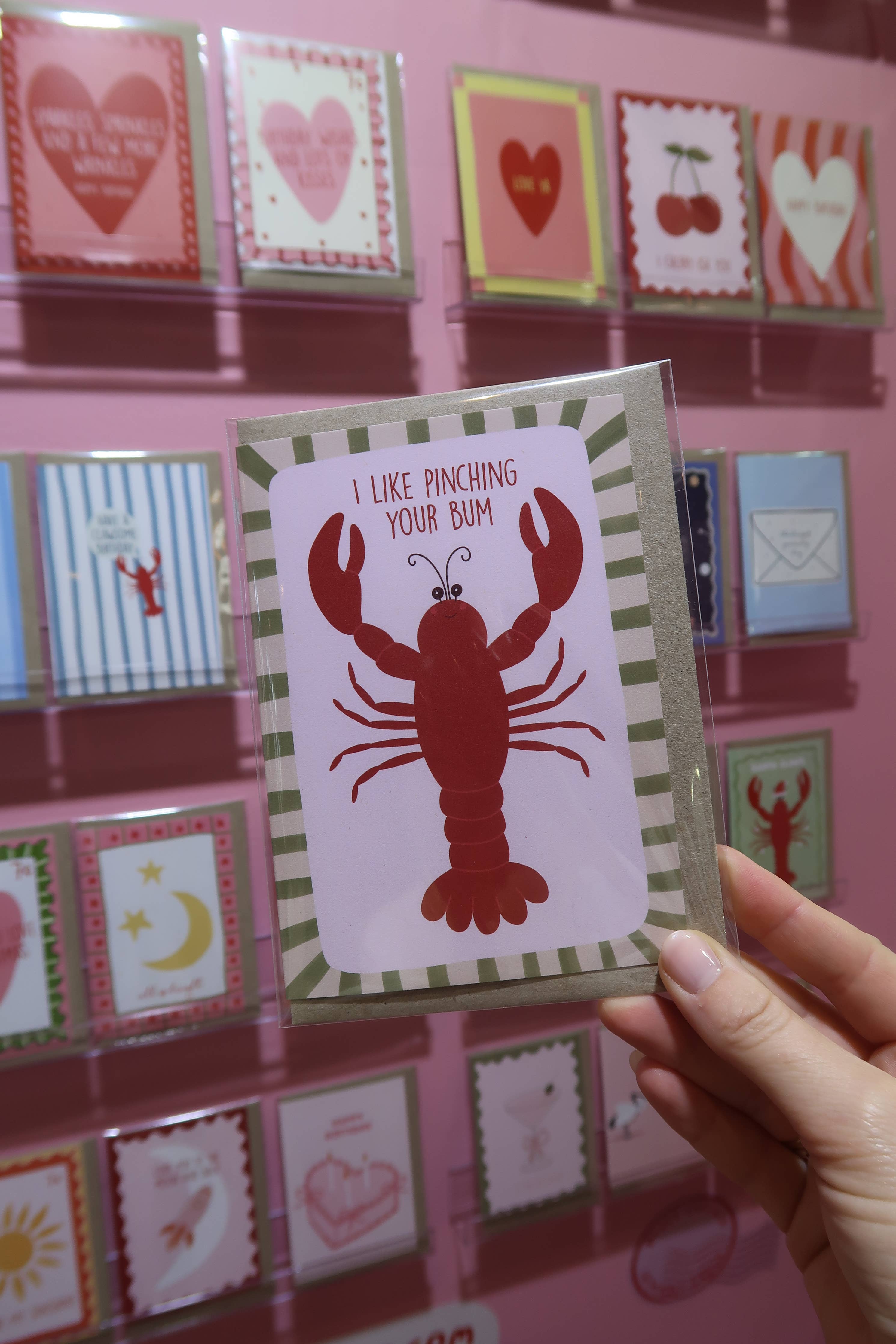 Cheeky Love Greeting Card | Pinch Your Bum | Lobster | Anniversary