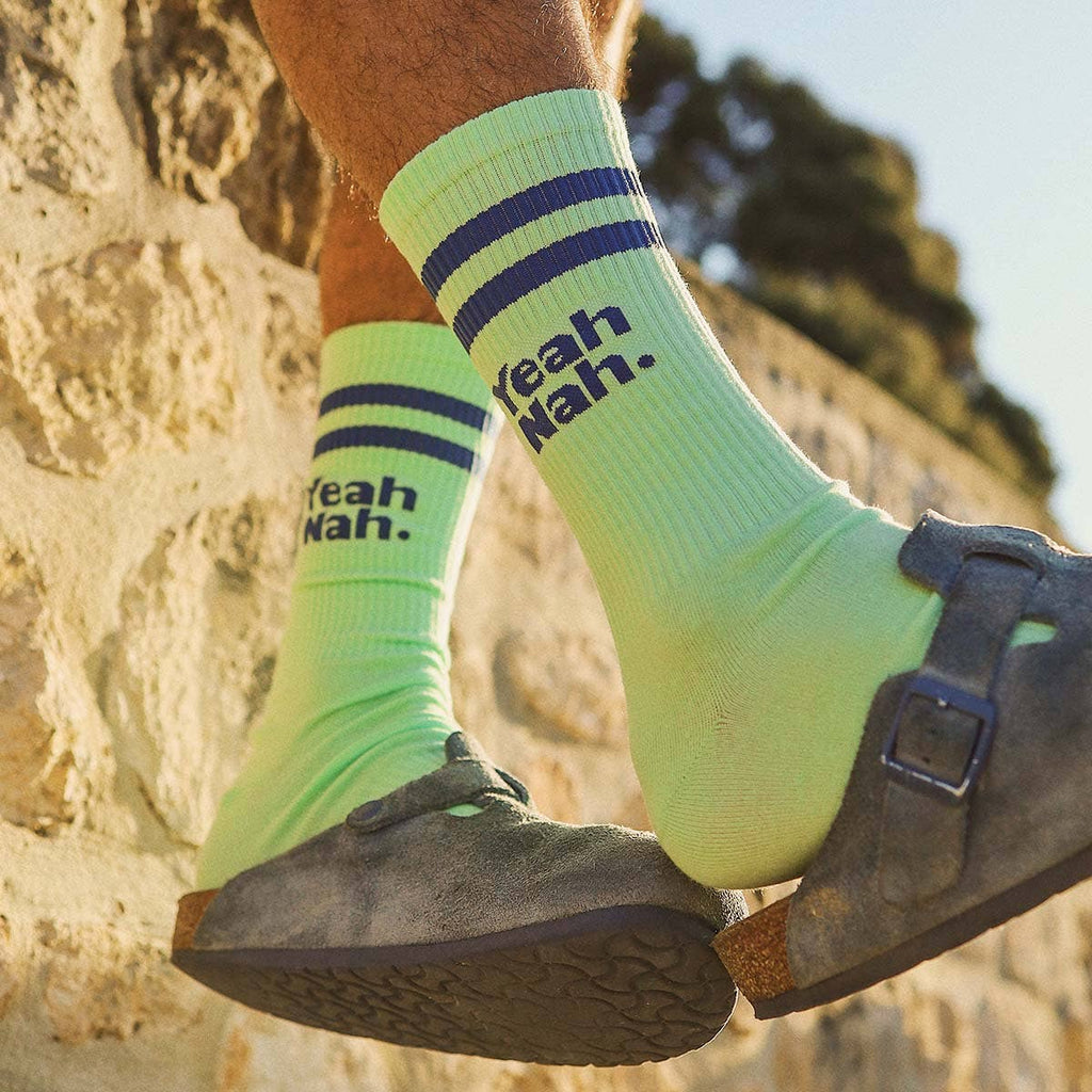 Yeah Nah Socks in Lime