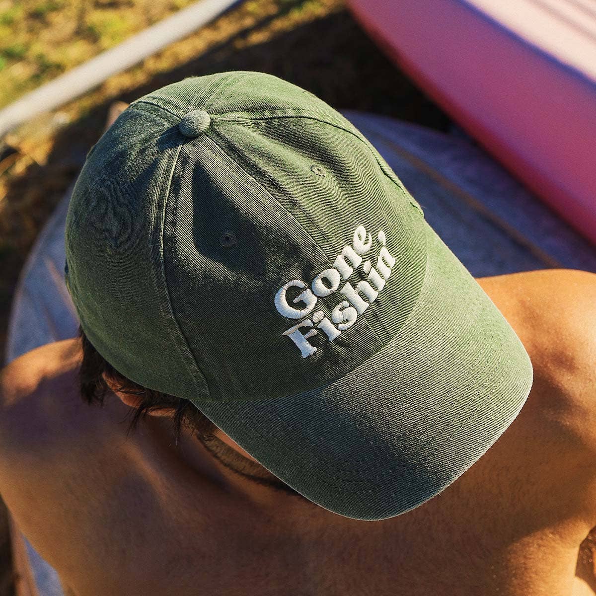 Gone Fishin' Cotton Cap in Khaki
