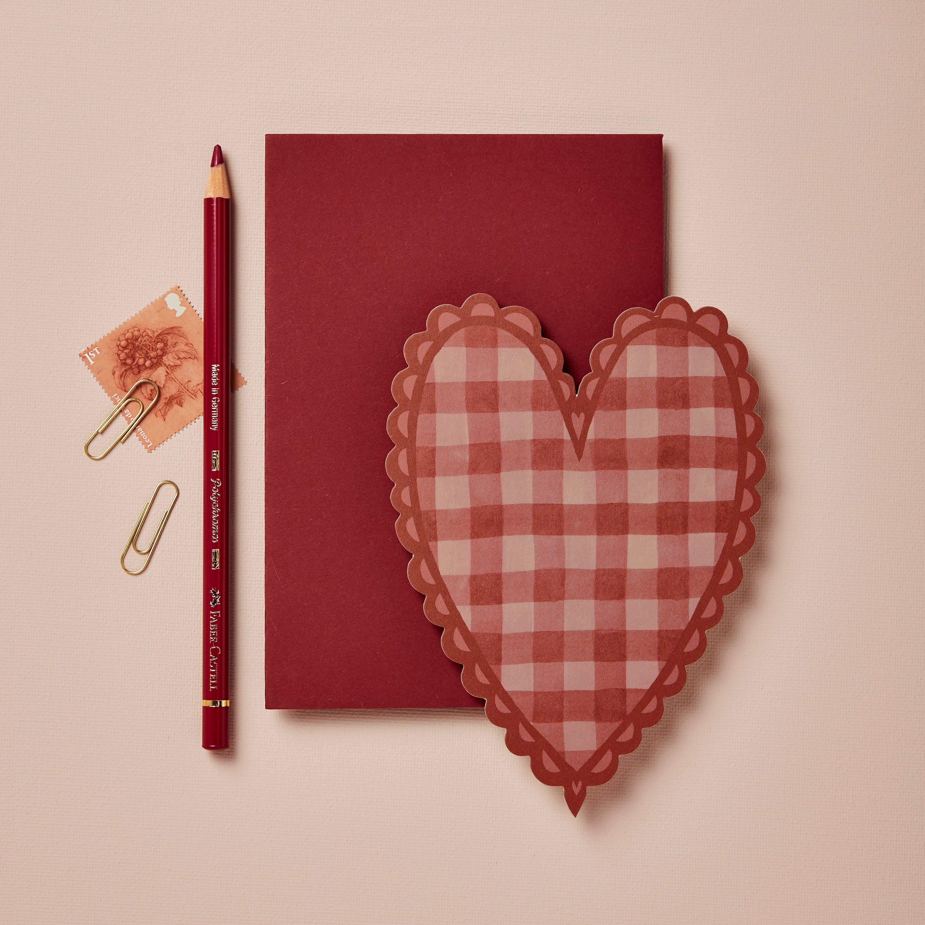 Red Gingham Heart Greeting Card