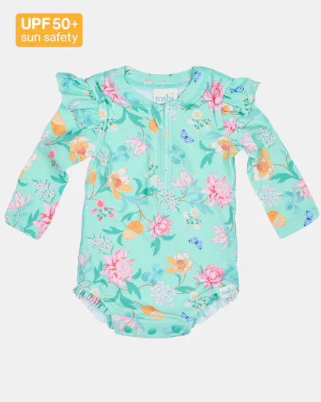 Toshi SWIM Onesie - Mint Waratah