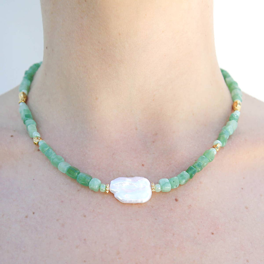 Sage Pearl Necklace 