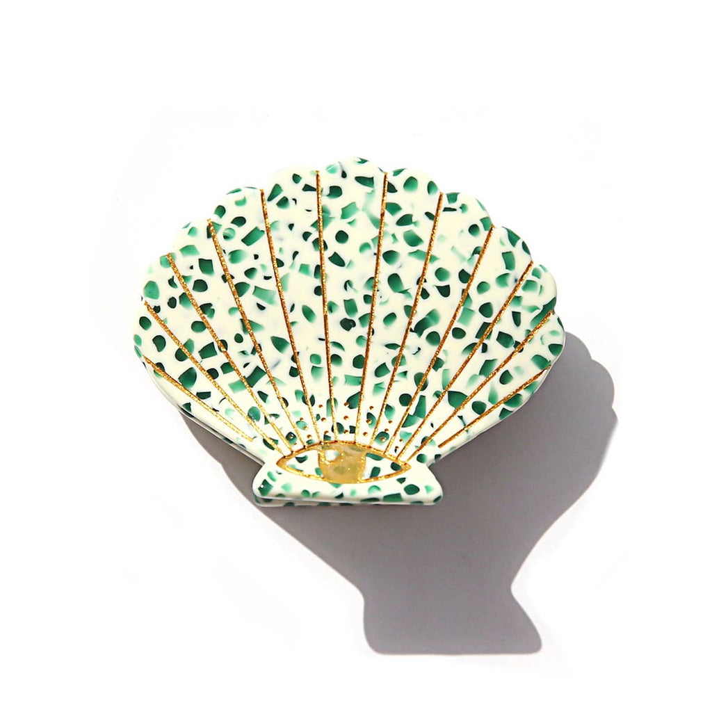 Green Terrazzo Shell Clip