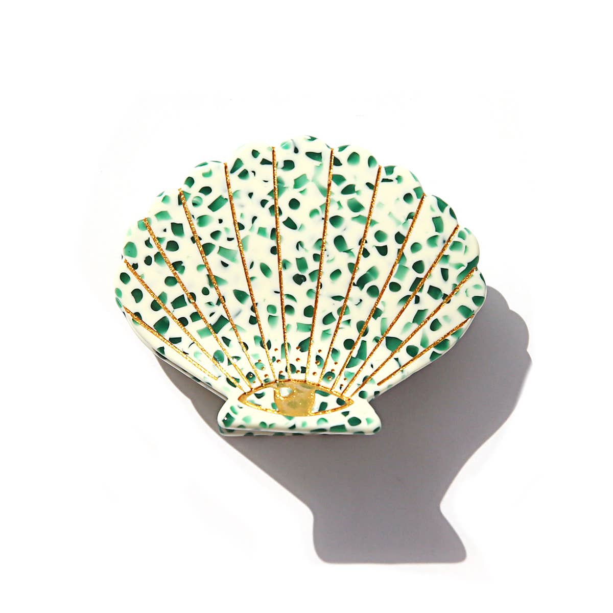 Green Terrazzo Shell Clip