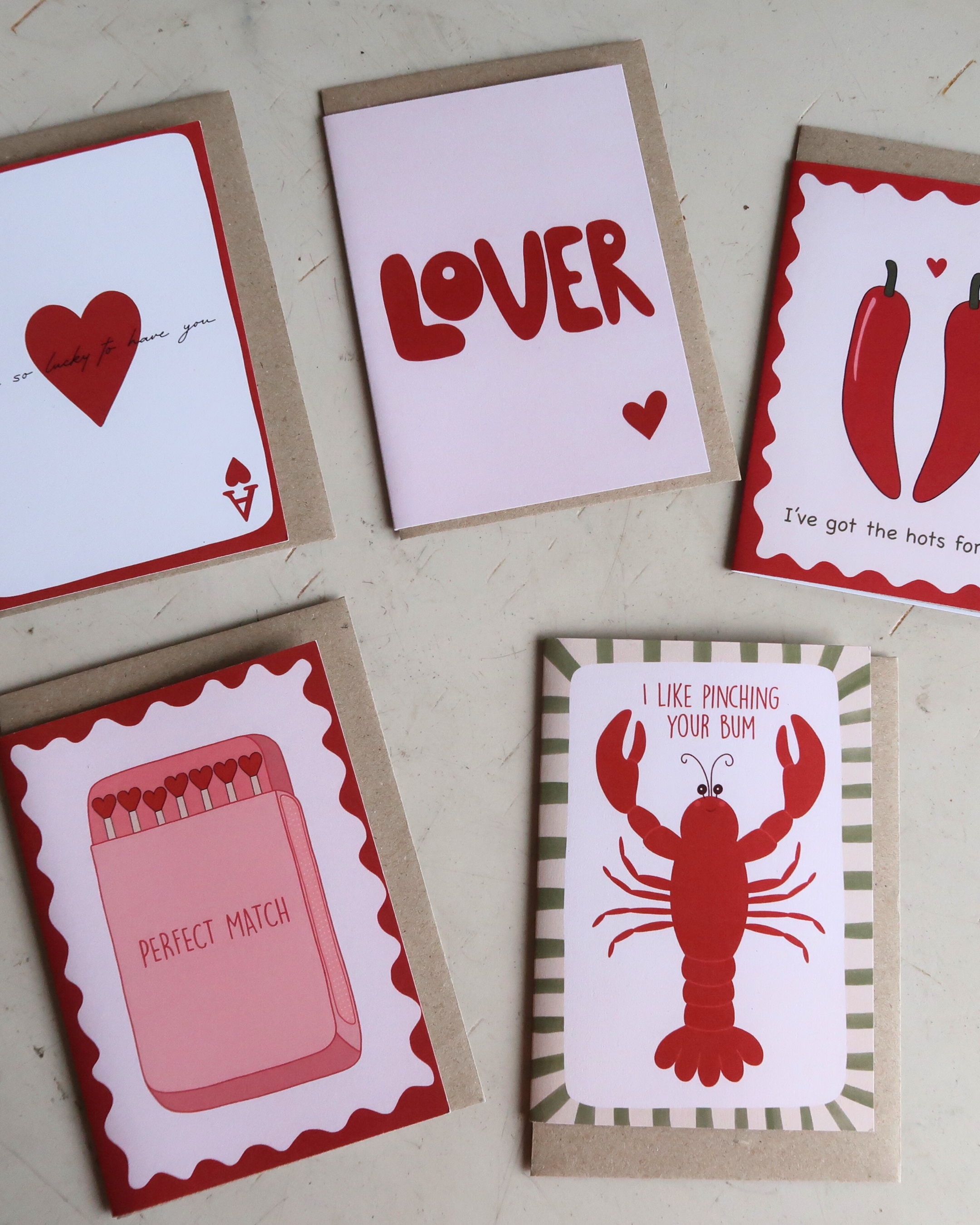 Cheeky Love Greeting Card | Pinch Your Bum | Lobster | Anniversary