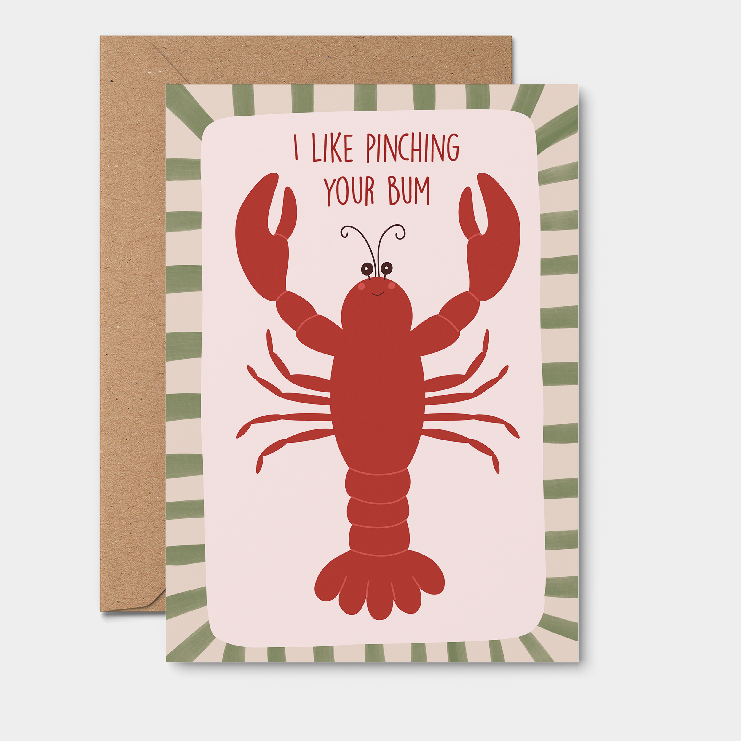 Cheeky Love Greeting Card | Pinch Your Bum | Lobster | Anniversary