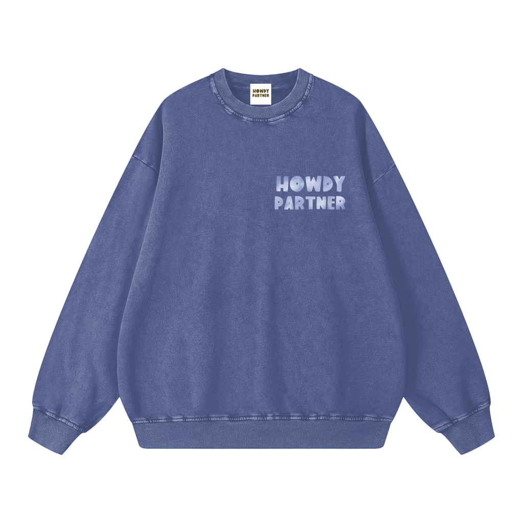 Howdy Partner Oversized Sweatshirt - Chalk Blue