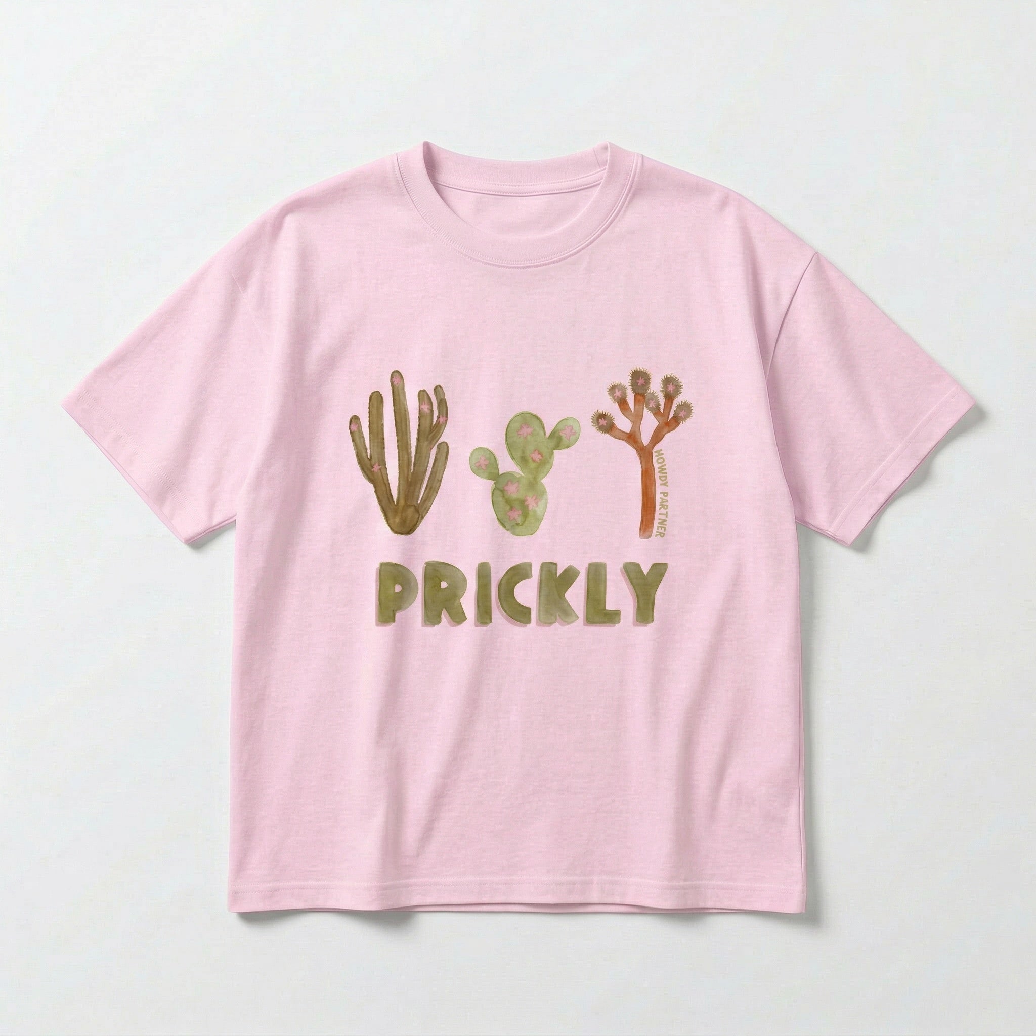 Howdy Partner Boxy Pink Tee - Prickly!
