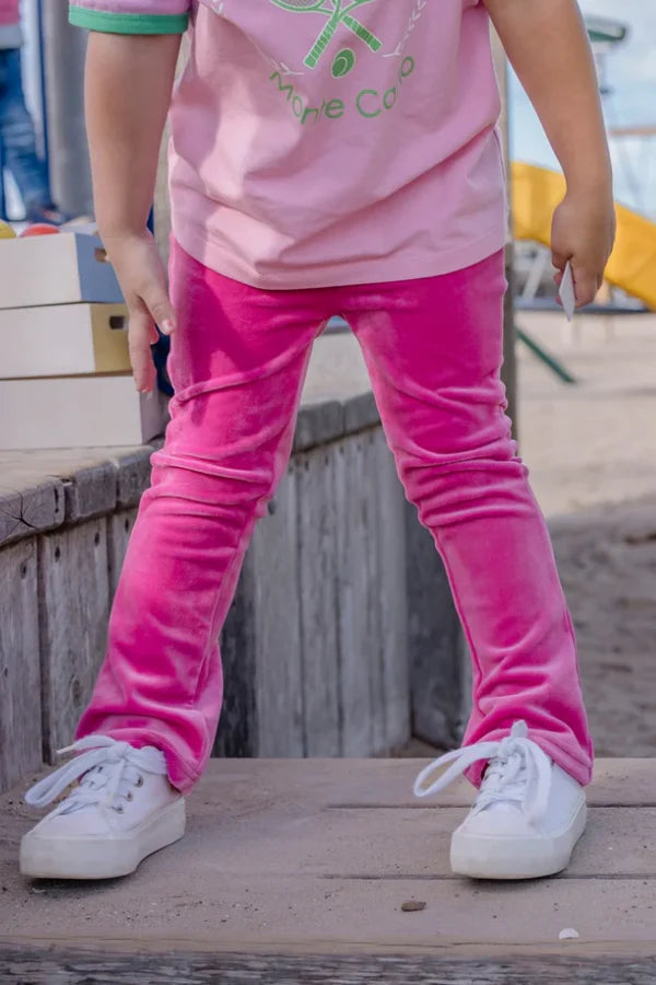 Girls Pink Lemonade Velour Flares