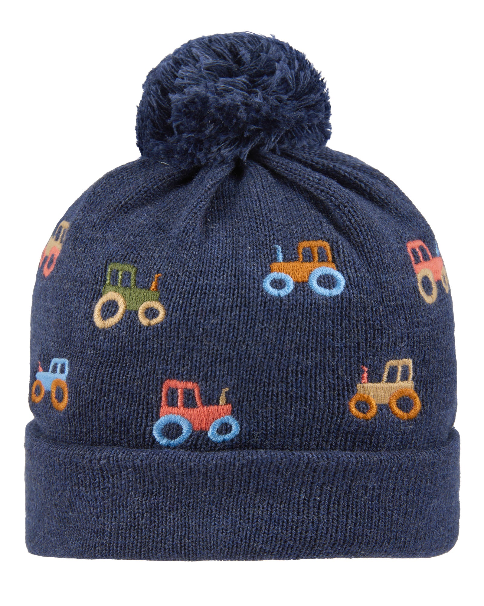 Organic Embroidered Beanie - Tiny Tractors