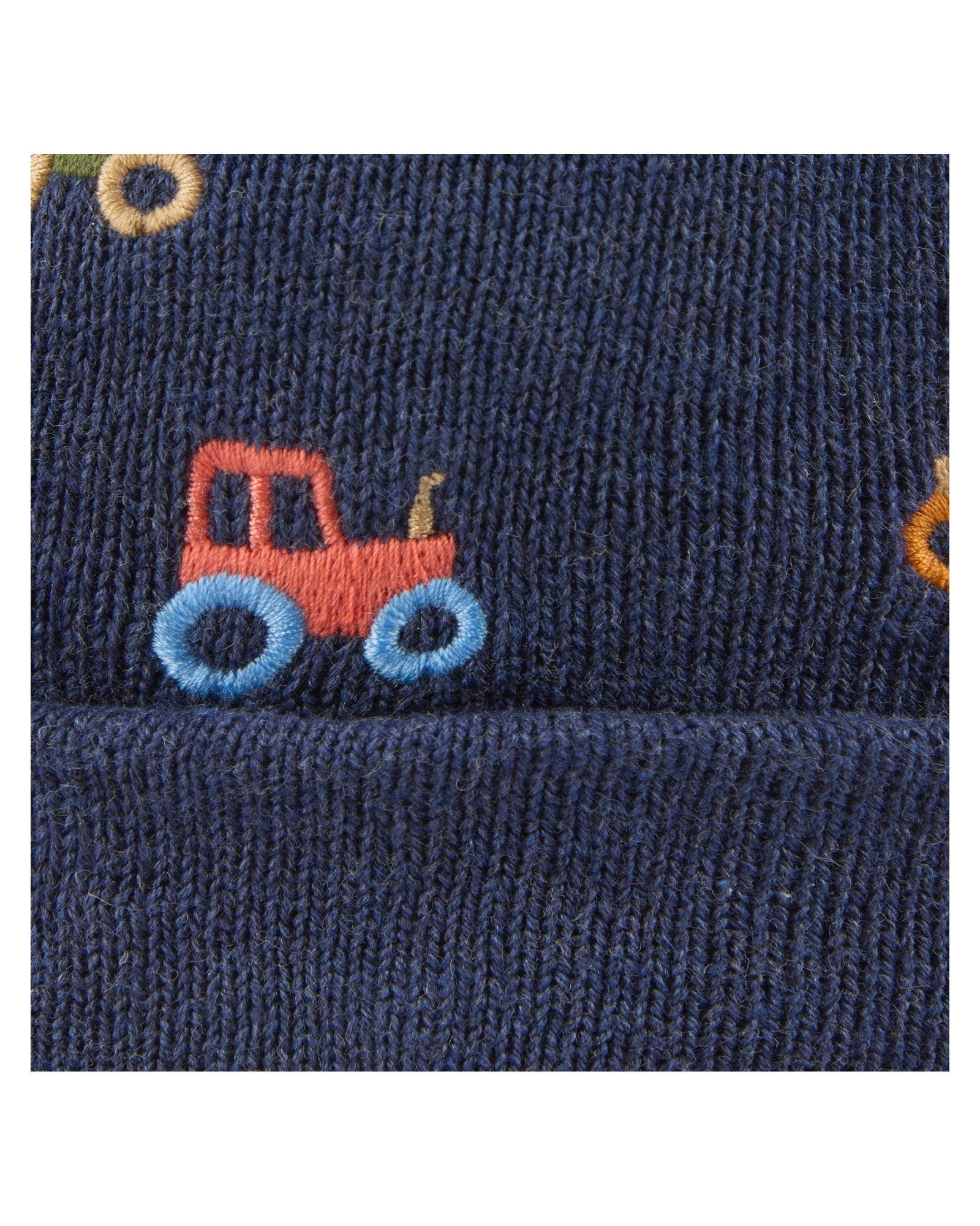 Organic Embroidered Beanie - Tiny Tractors