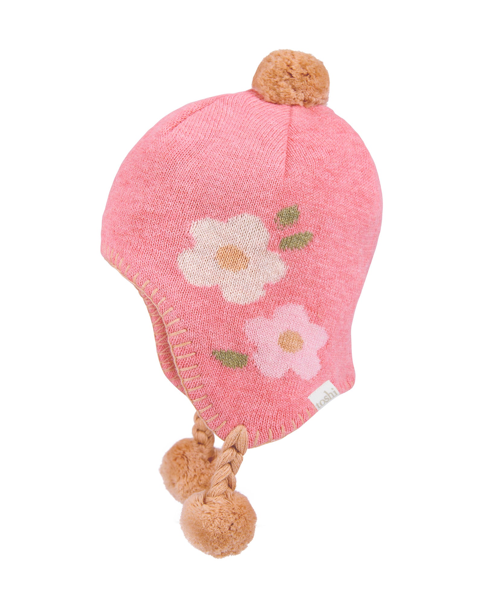 Organic Earmuff Beanie - Rosie Posie