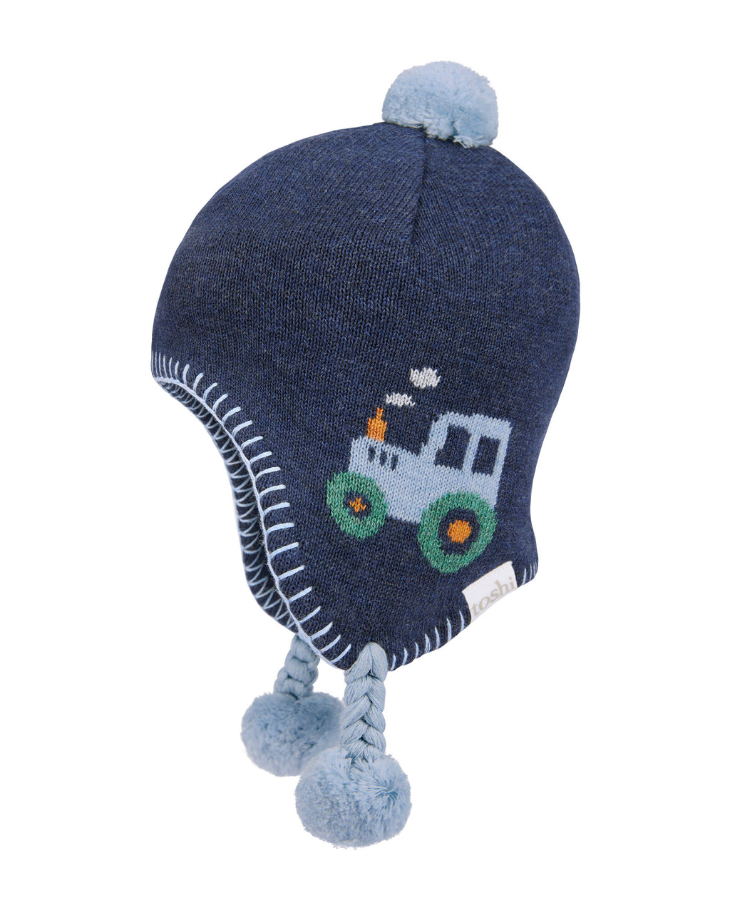 Organic Earmuff Beanie - Tiny Tractors