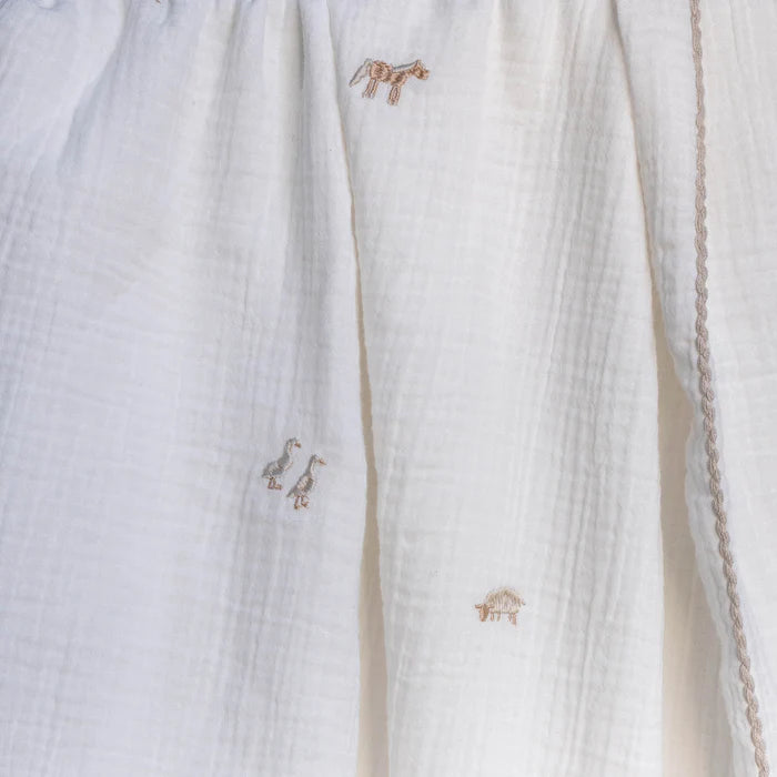 Embroidered Muslin Blanket - Little Farm