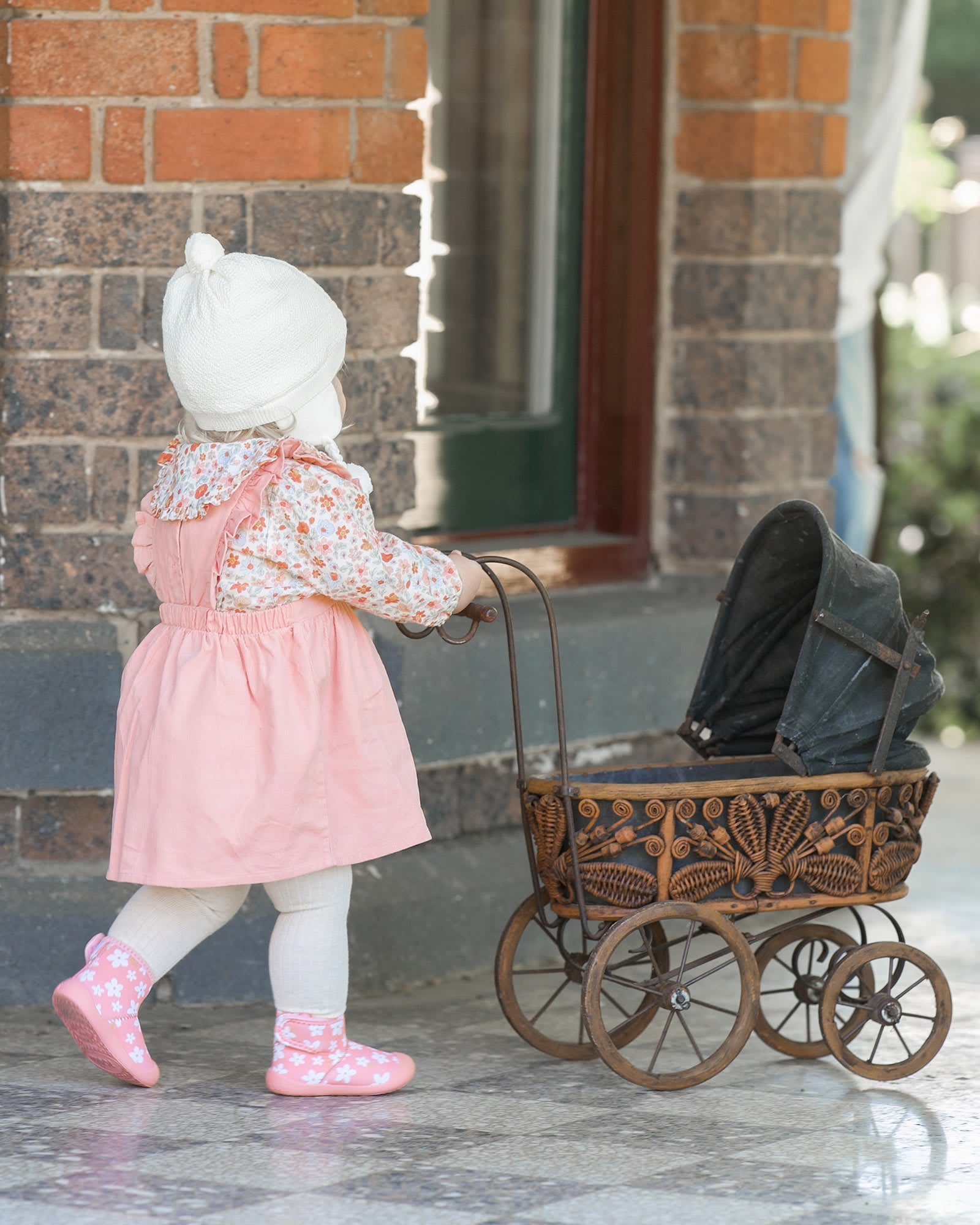 Baby Pinafore Corduroy - Dusty Rose