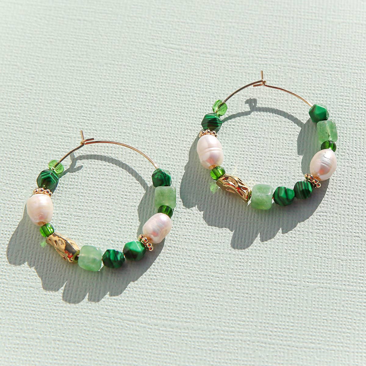 Large Emerald Hoops