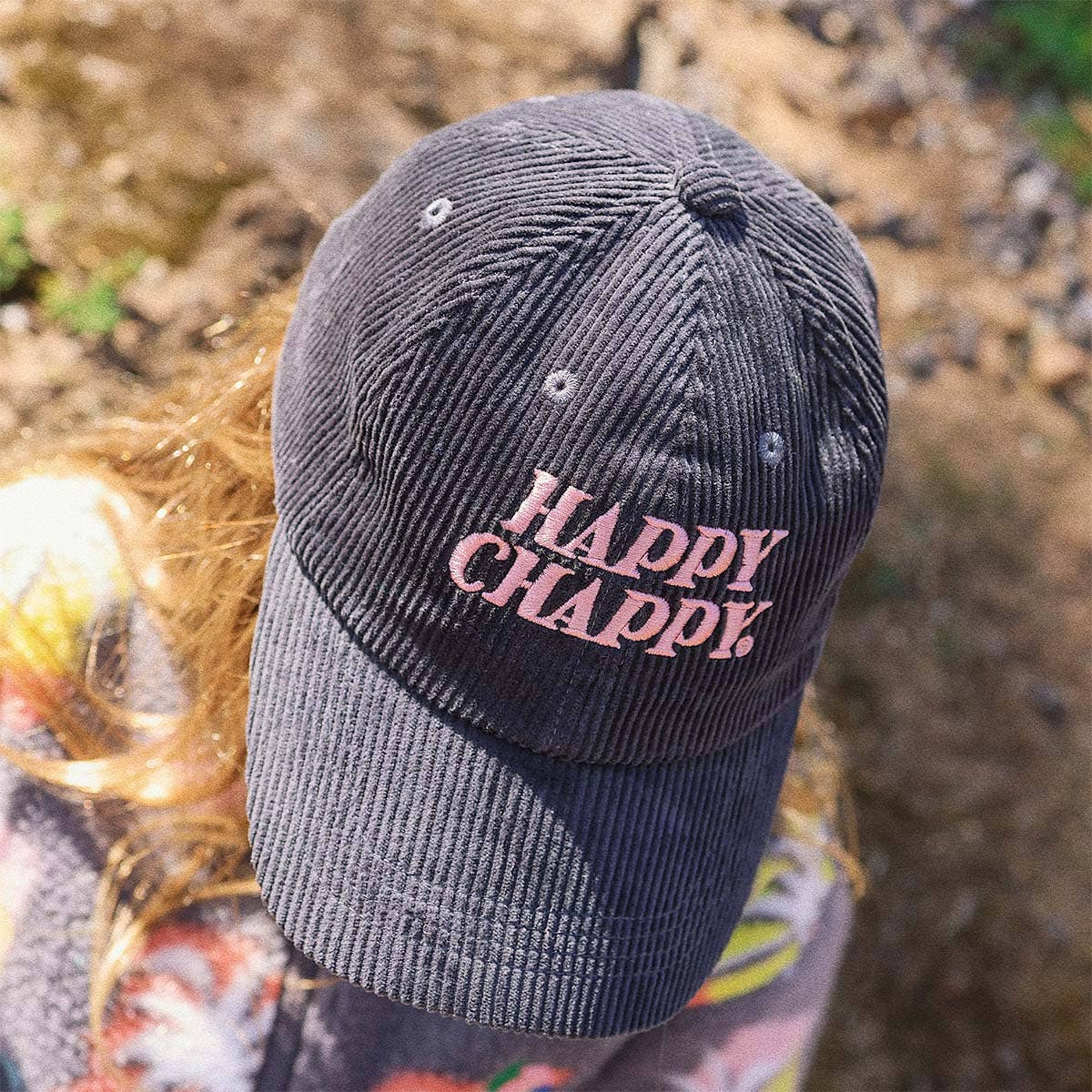 Kids Happy Chappy Cord Cap in Carbon