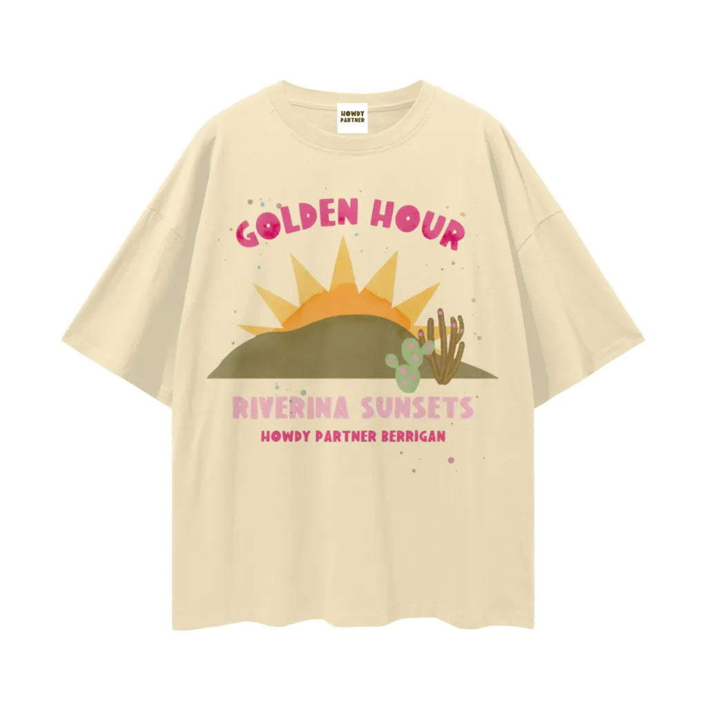 Howdy Partner Oversized Tee - Golden Hour