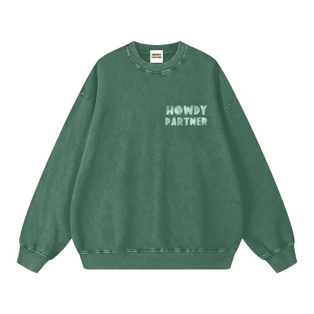 Howdy Partner Oversized Sweatshirt - Chalk Green